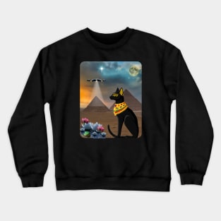 Egyptian Cat Amid the Pyramids in Ancient Egypt Crewneck Sweatshirt